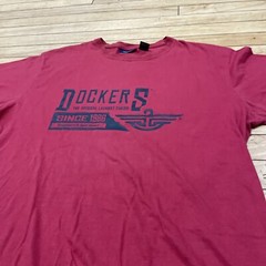 Dockers Khakis T Shirt Men XL Red Retro Laundry Finish Vtg 90s Spellout Tee XL
