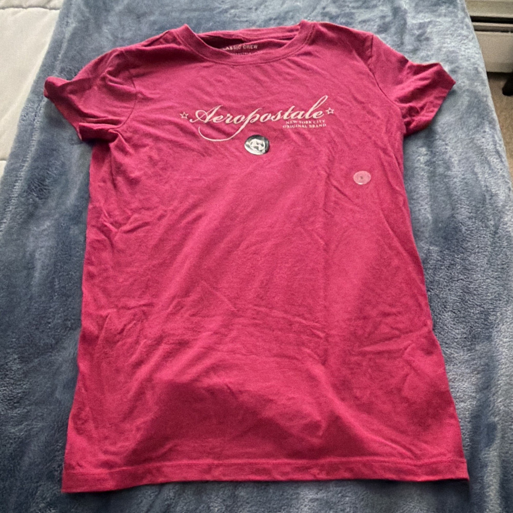Aéropostale Classic Crew Men’s S Pink Logo Crew Neck Short Sleeve T-Shirt
