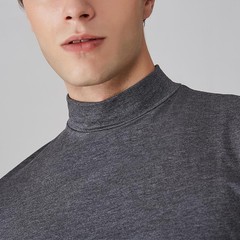 Men’s Regular Fit Short Sleeve T Shirt Half High Collar Solid Color Casual