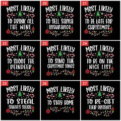 T-SHIRT (ML) Most Likely to Christmas Family Matching Shirt Costume Outfit