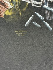Vintage 3D Emblem Shirt Waste Em All Just Brass Inc Freeport New York 1987 Large