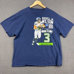 NFL Team Apparel Russell Wilson Seahawks T-Shirt Mens XL Blue Football Graphic