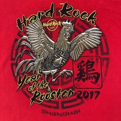 Hard Rock Cafe Shanghai Year of the Rooster 2017 Graphic T-Shirt Large