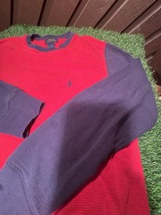 Polo Ralph Lauren Colorblock Waffle-Knit Thermal Long-Sleeve Shir Size L