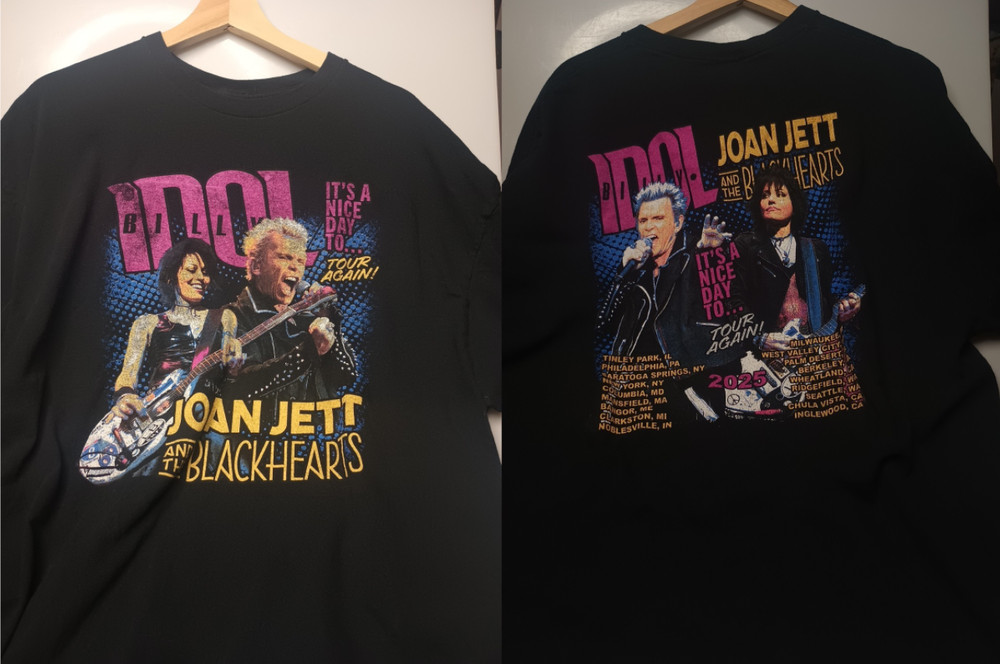 Billy Idol Joan Jett Its A Nice Day To Tour Again Graphic Concert T-Shirt S-5XL