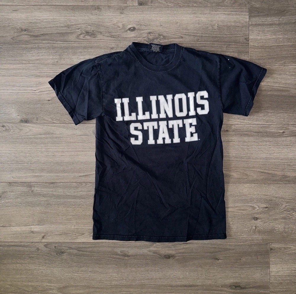 Vintage MV Sport NCAA Illinois State Short Sleeve Tee Shirt Mens Small Black