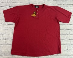 Vintage Disney Originals Lion King Shirt Red Embroidered Simba & Mufasa Sz XL