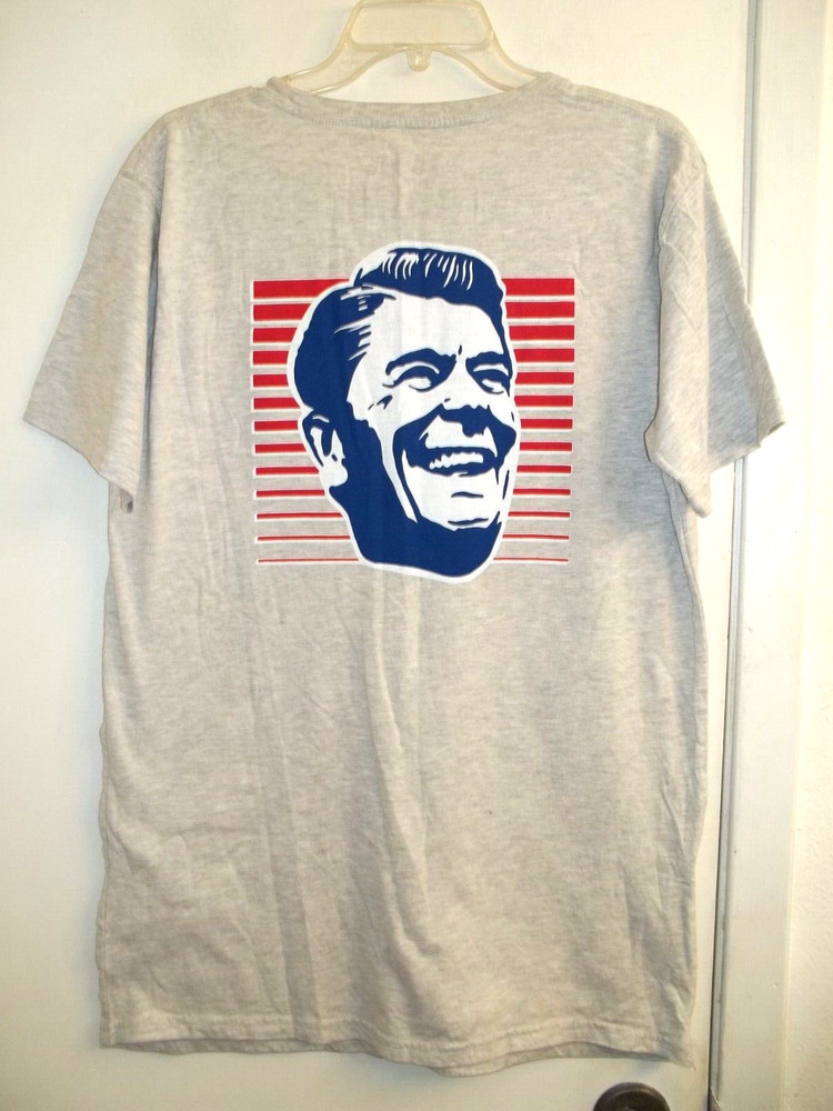 Rowdy Gentleman size Large Ronald Reagan Short Sleeve Pocket T-Shirt Tee Gray