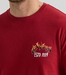 Lee Jeans T-Shirt Men’s Small Graphic Print Cowboy Skeleton Brick Red Tee