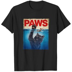 Black Funny Cat Graphic Print Crew Neck Short Sleeve Cotton T-Shirt XL