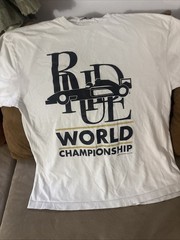 RHUDE World Championship Ivory Cotton Graphic Short Sleeve. Marks Under Arms