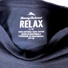 Tommy Bahama T-Shirt Mens Lrg Black Flame & Fortune Grill Graphic UPF 50 Cotton
