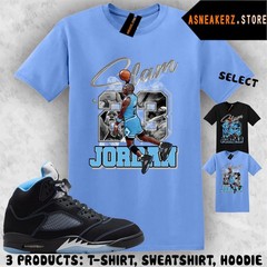 MJ Icon 23 Slam Matching TShirt To Match aj5s Black University Blue 2026 Sneaker