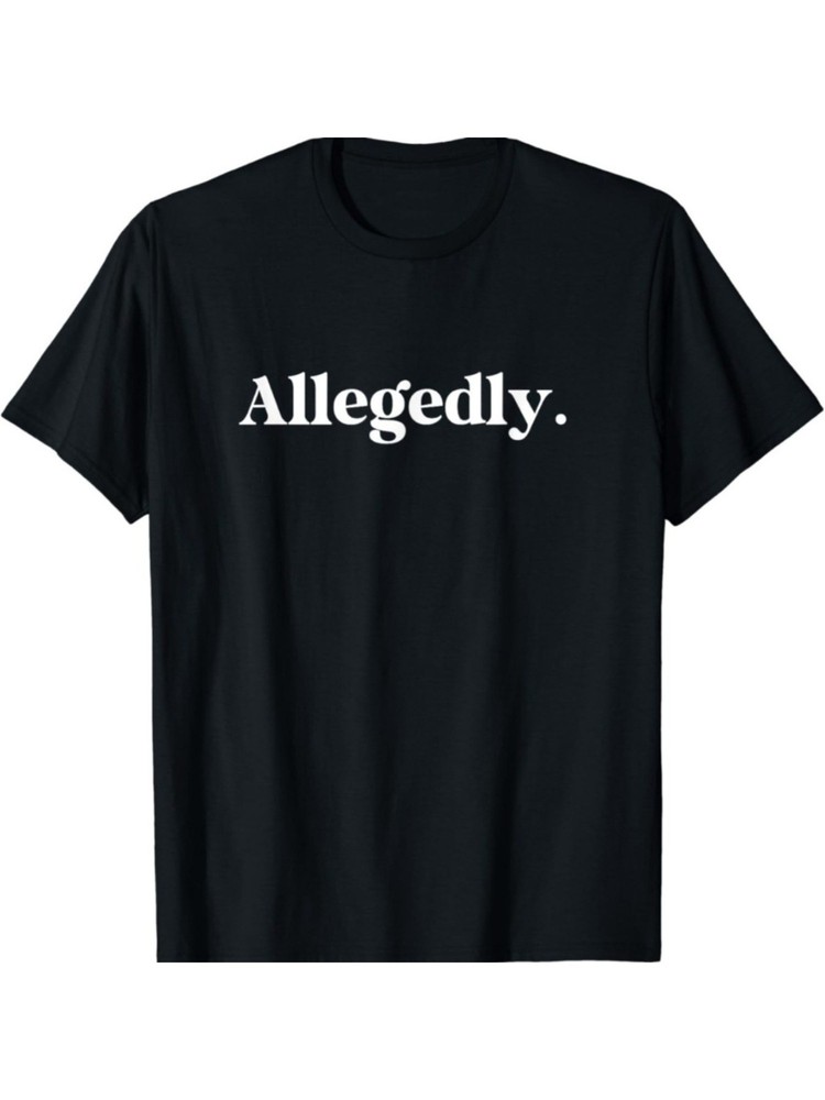 1pc “Allegedly” Funny Cotton T-Shirt for Men – Casual Crew Neck, Slight Str