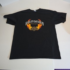 Vintage Harley Davidson T Shirt XL Nuevo Progreso Mexico YAZBEK Black Flam wings