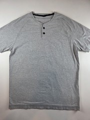 Public Rec Men’s Go-to Henley Tee Gray Stretch Short Sleeve Shirt Sz M
