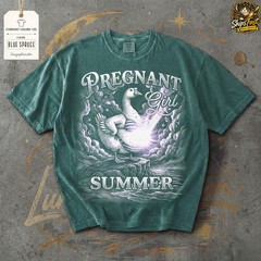 Pregnant Girl Summer Maternity Mom Baby Cute Funny Graphic Soft Comfort Tee