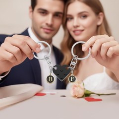 Matching Heart Keychains for Couples Boyfriend Girlfriend Cute Brick Couple K…
