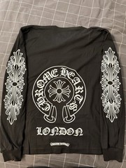 NEW Chrome Hearts Men’s XL Black Long Sleeve Graphic Logo Pocket Crew T-Shirt