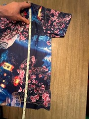 Drill Clothing T-Shirt Men’s Medium Blue Japanese Cherry Blossom Lantern Graphic