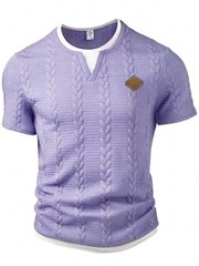 Men’s Mock Neck Short Sleeve T-Shirt Slim Fit Casual Textured Summer Cotton Top