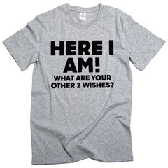 Men’s Funny Here I am what are your other 2 wishes T-shirt humorous novelty tee