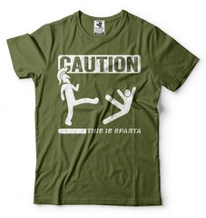 Caution This Is Sparta Cool T-shirt Funny Tee Shirt Spartan T-shirts Gym T-shirt
