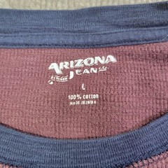 Arizona Jean T-Shirt Mens Large Red Blue 100% Cotton Knit Raglan Sleeve Pullover