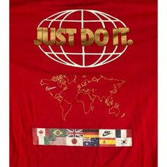 Nike Mens Just Do It World Tour Globe Olympic Flags Graphic T-Shirt Red Medium