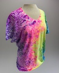 *New* 2XL – Sm Handmade Tie Dye, Rainbow White Cruncht Crinkle, Crew or V-Neck