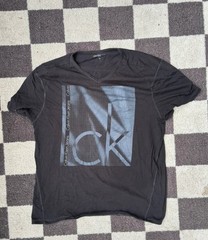 Calvin Klein Jeans Men’s Black Graphic Logo V-Neck Short Sleeve T-Shirt 2XL