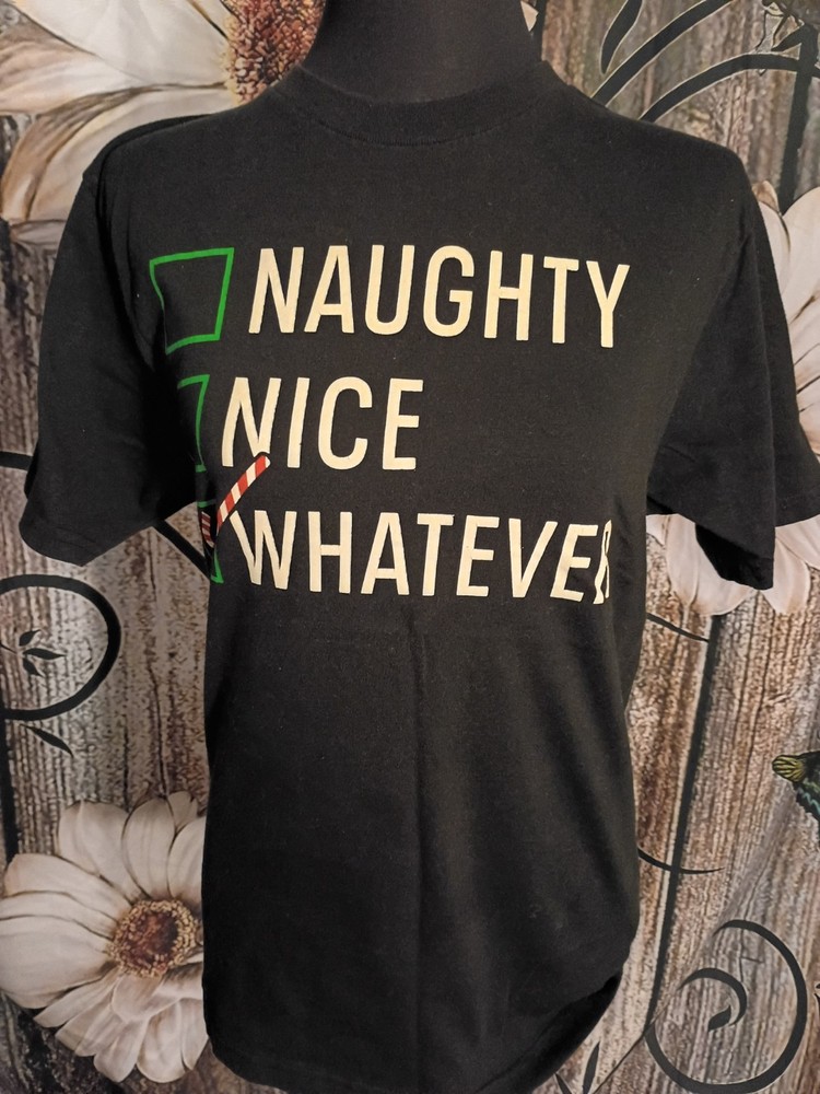 Holiday Time Mens Christmas Naughty Nice Checklist Graphic Tee Black Size SM