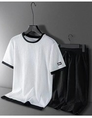 Summer Casual Sports Ice Silk ort Sve T-irt Seven-Foot orts Loose Large Size Two
