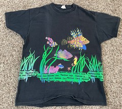 Vintage 80s 90s Panama Jack Coral Reef Fish Neon Single Stitch USA OSFA Shirt