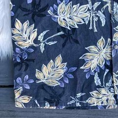 Pierre Cardin 100% Cotton Tropical Floral Plants Button Down Navy Mens Shirt L