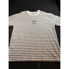 AllSaints London Striped Textured Logo T-Shirt Mens Medium White Black Slub Tee
