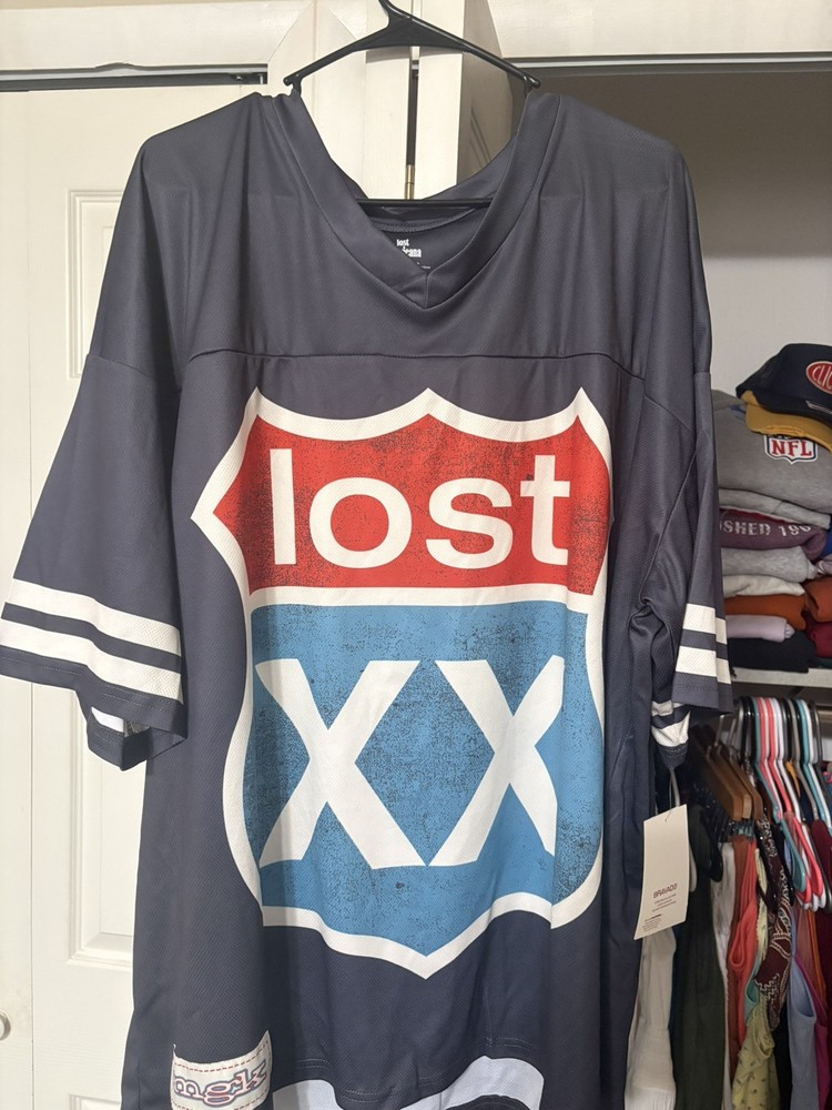 2XL Lost Americana MGK Mesh Jersey V-Neck Short Sleeve Merch Black Polyester XX