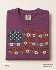 Floral American Flag Comfort Colors Shirt