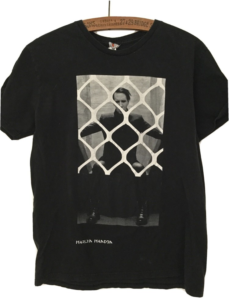 Marilyn Manson Bay Island Sportswear T Shirt Mens Medium Black