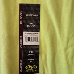 Athletic Works Mens 2XL Acid Yellow Cotton Tee Loose Fit Breathable NWT