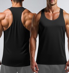 Tank Tops Men Y-Back Muscle Mesh Material 3 Pack Dry Fit Sleeveless – Gym