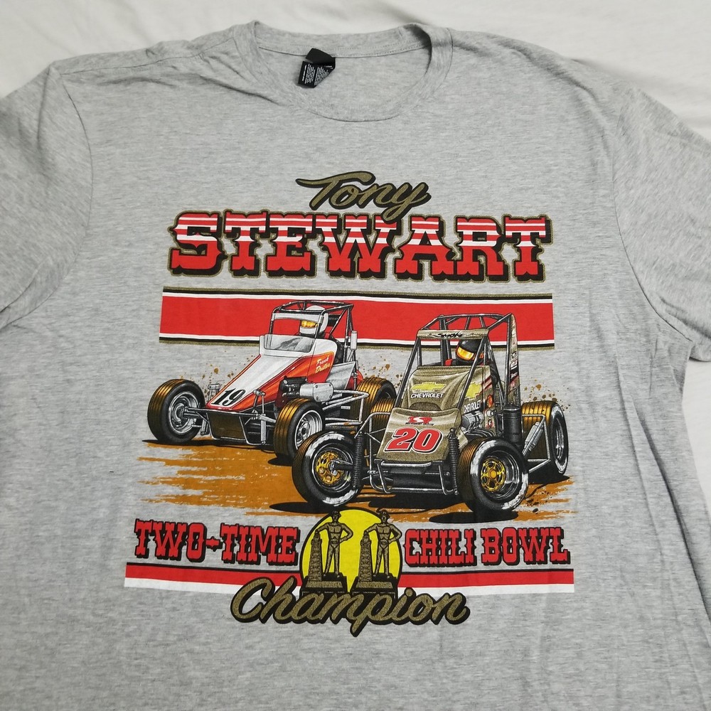 Tony Stewart T Shirt Mens 2XL Sprint Car Racing Chili Bowl Champion Nascar Gray
