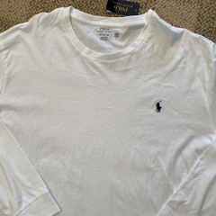 Polo Ralph Lauren T-Shirt Long Sleeve 100% Cotton White Mens Size 4XLT Tall