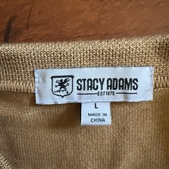 Stacy Adams Full Button Up Brown Polo Dress Shirt Men’s L Knit Embroidered Retro