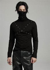 PUNK RAVE Men Punk Rock Gothic Steampunk Tops long-sleeved shirt High Collar