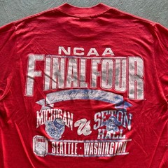 Vintage 1989 NCAA Championship Shirt Size Large Red Wolverines Seton Hall Pirate
