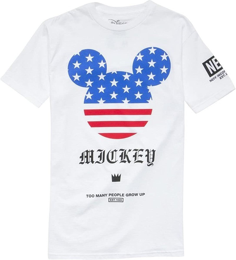 Neff Men’s Patriot Mickey Mouse T-Shirt Casual Tee White/Red Size Large New