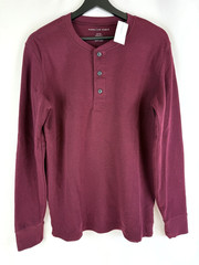 NEW American Eagle Men’s Plum 1/4 Button Standard Fit Waffle Henley Top Small S