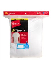 10 Pack Hanes Men’s Super Value Pack White Crew T-Shirt Undershirts, Comfortable
