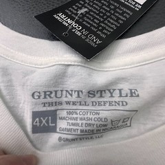Grunt Style T Shirt Mens 4XL White American Spartan Military Patriotic Army NWT